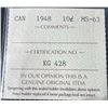Image 4 : 1948 Canada 10 Cents Coin, MS-63, ICCS Certified