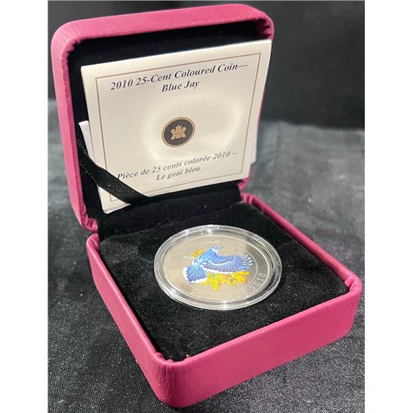2010 Canada 25-Cent Coloured Coin – Blue Jay, Cased