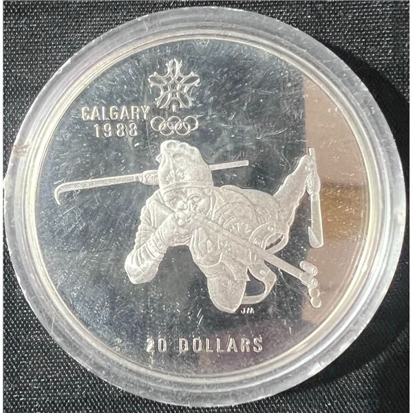1986 Canada $20 Calgary 1988 Olympic Silver Coin 92.5%