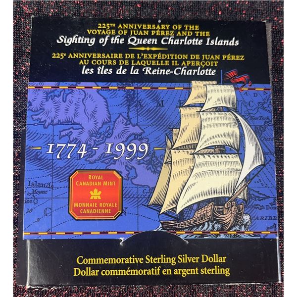 1999 Canada 225th Anniversary Voyage of Juan Pérez Sterling Silver Dollar