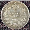 Image 1 : 1918 Canada 5 Cents Silver Coin, 0.12 oz