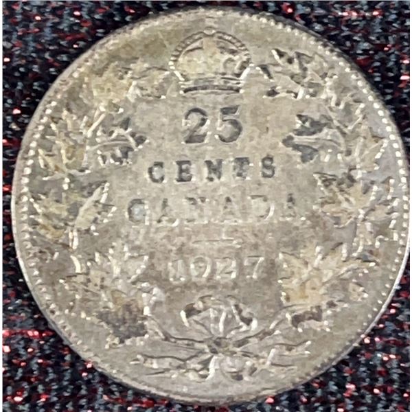 1927 Canada 25 Cents Sterling Silver Coin, 0.63g