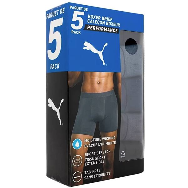 PUMA 5-Pack Boxer Briefs, Size XL