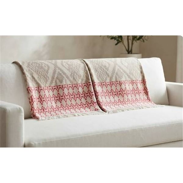 2 Red Taupe Woven Throws, Portugal