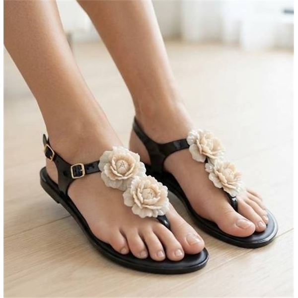 Melissa Black Floral Sandals Size 7 EUR 38