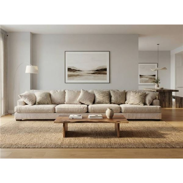Large Light Beige Fabric Sectional Sofa