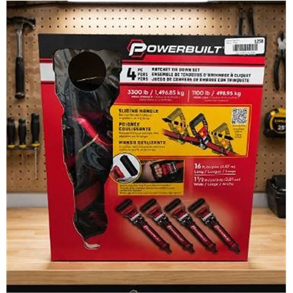 Powerbuilt 4-Piece Ratchet Tie Down Set
