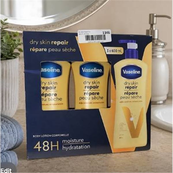 Vaseline Dry Skin Repair Lotion Set, 3x600ml