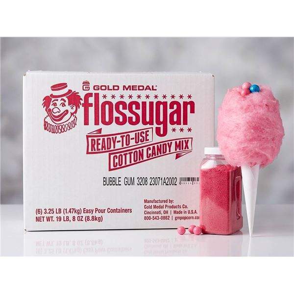 Gold Medal Flossugar Bubble Gum Flavoured Cotton Candy Mix, Net weight 19 lb