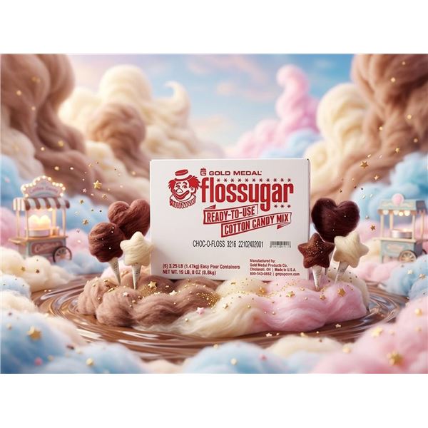 Gold Medal Flossugar Choc-o-floss Flavoured Cotton Candy Mix, Net weight 19 lb