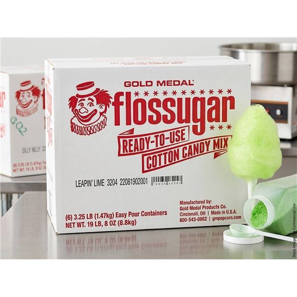 Gold Medal Flossugar Leapin' Lime Flavoured Cotton Candy Mix, Net weight 19 lb