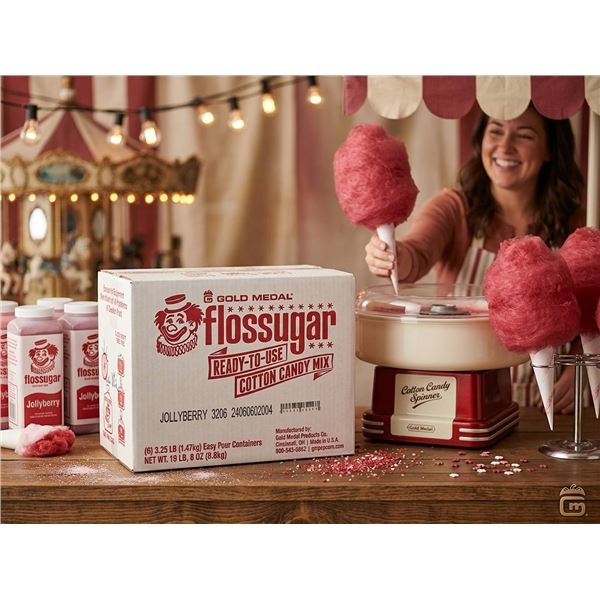 Gold Medal Flossugar JollyBerry Flavoured Cotton Candy Mix, Net weight 19 lb