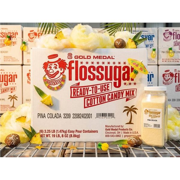Gold Medal Flossugar Pina Colada Flavoured Cotton Candy Mix, Net weight 19 lb