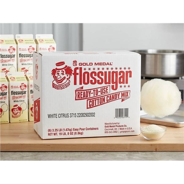 Gold Medal Flossugar White Citrus Flavoured Cotton Candy Mix, Net weight 19 lb