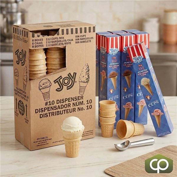 Joy #10 Dispenser Ice Cream Cones, 8 Boxes each containing 112 cups