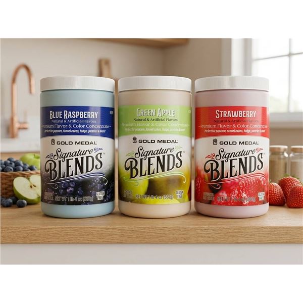 Gold Medal Signature Blends Blue Raspberry, Green Apple and Strawberry flavour concentrate