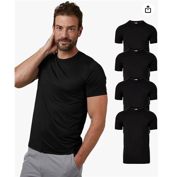 32 Degrees Cool Men's 4-Pack Black XL T-Shirt