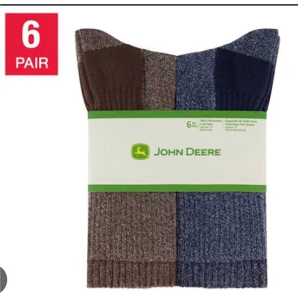 John Deere Men's 6-Pack Crew Socks