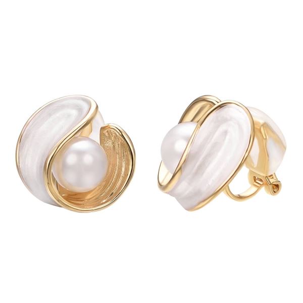 Yoursfs White Faux Pearl Clip-On Earrings