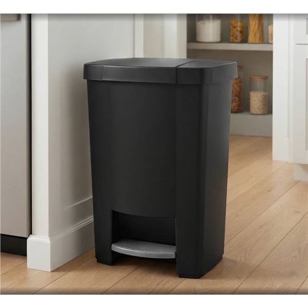 Black Plastic Step Trash Bin