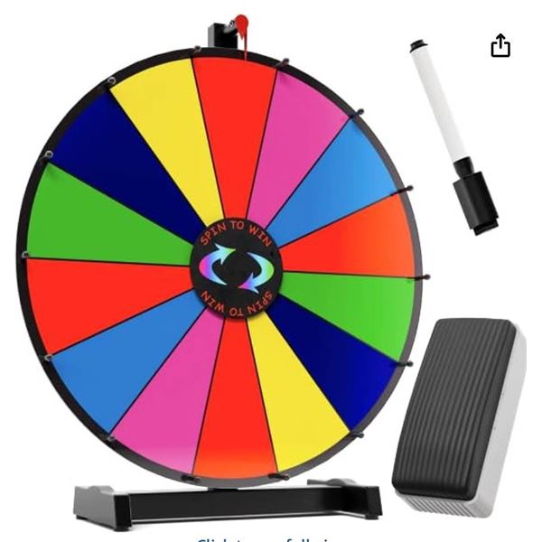 18 Inch Heavy Duty Spinning Prize Wheel - 14 Slots Color Tabletop Roulette of Fortune - Spin the Whe