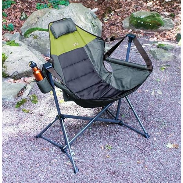 RIO Hammock Camping Chair, Steel, Adjustable Back, Swinging Chair, Folding Rocking Chair with Pillow