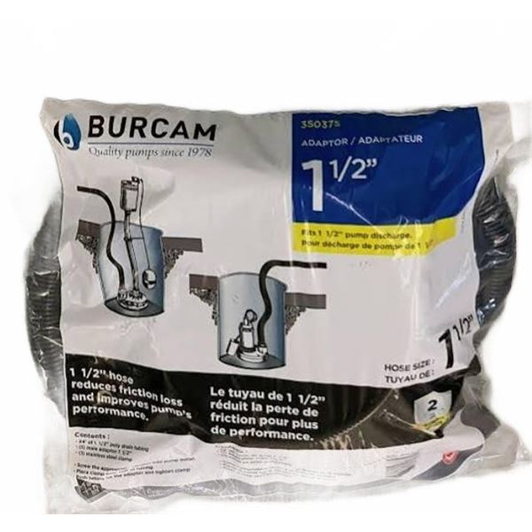 BURCAM CANADA 350375 1-1/2" PUMP DISCHARGE 24' BLACK FLEXABLE POLY DRAIN TUBING
