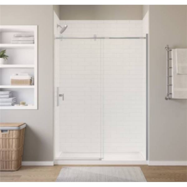 Glacier Bay Zurich 60L x 32W x 81H in. 2-in-1 Shower Kit - Shower Enclosure with Left Drain Shower B