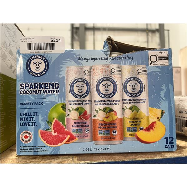 Thirsty Buddha Sparkling Coconut Water, 12 Ã— 330 mL