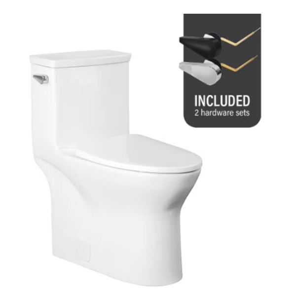 Glacier Bay Pemberton All-in-One 1-Piece Single Flush 4.8L Elongated White Concealed Toilet Comfort 