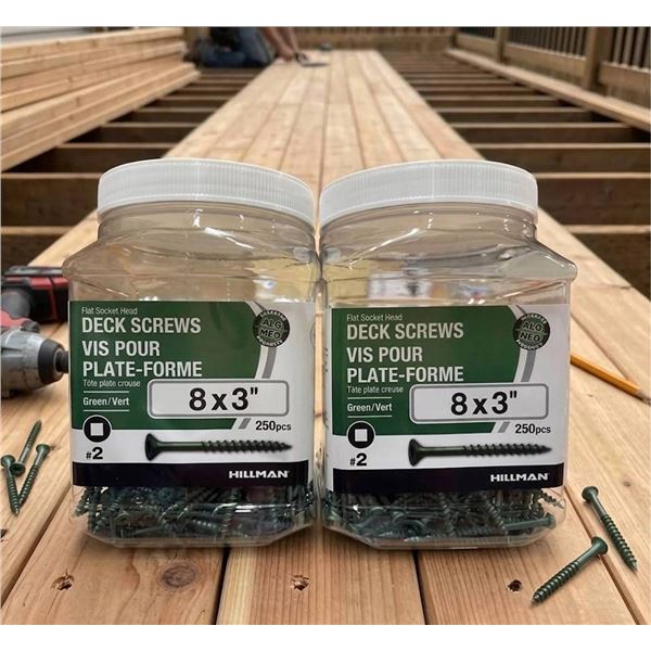 Lot of 2 - Hillman 8x3 Inch Deck Screws 250pcs