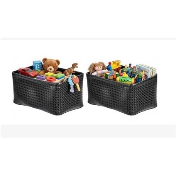 Lot of 3 - Amazon Basics Metallic Black Storage Bins, 2 Pack