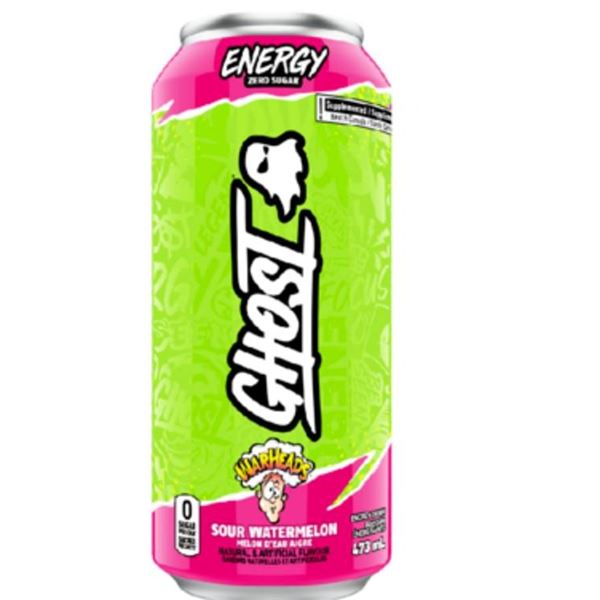 Lot of 12 -Ghost Energy Warheads Sour Watermelon 473ml