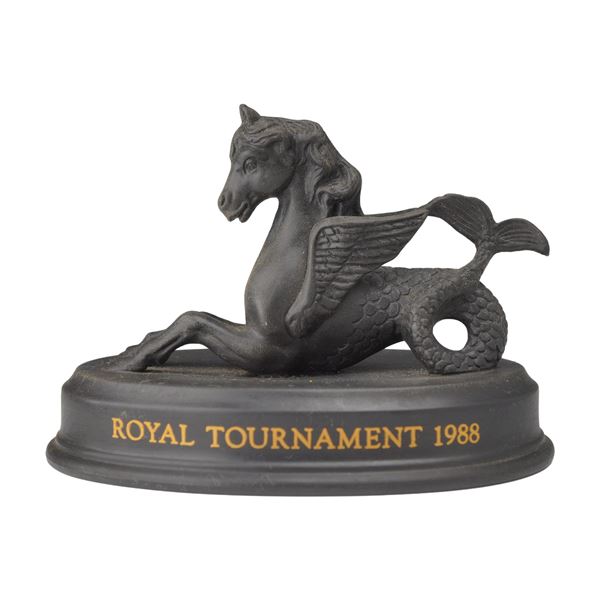 Wedgwood Black Basalt Winged Hippocampus Figurine for Royal Tournament 1988