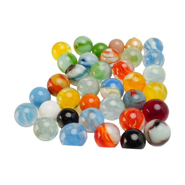 36pc Assortment of Swirl Glass Marbles