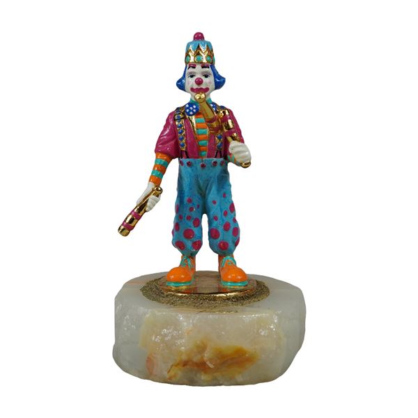Ron Lee 1993 Enamel and Onyx Clown Sculpture