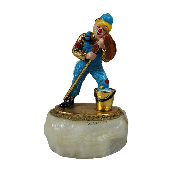 Ron Lee 1994 Metal and Onyx Clown Figurine