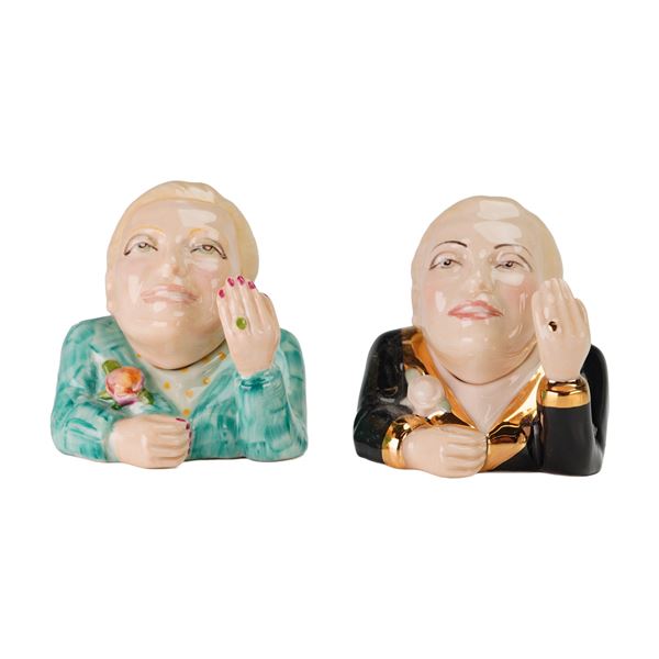 2pc Kevin Francis Eva Peron Face Pots, Evita