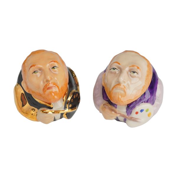 2pc Kevin Francis Face Pots, Including Signed Vincent van Gogh