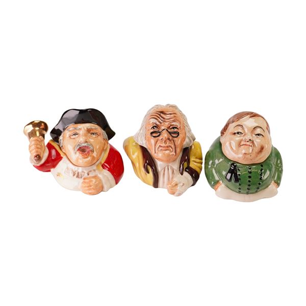 3pc Kevin Francis Ceramic Face Pots, Town Crier, Scrooge, and Fat Boy