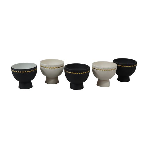 5pc Wedgwood Gilded Jasperware Small Footed Bowls