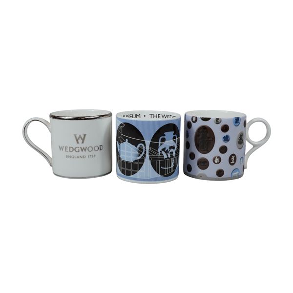 Three Wedgwood Bone China Commemorative and Decorative Mugs