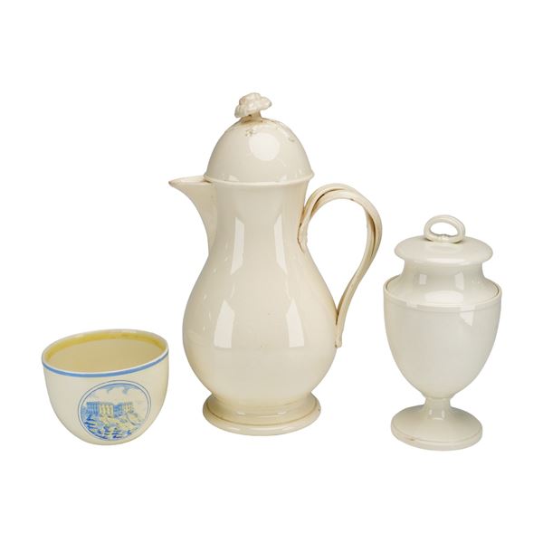 3pc Wedgwood Creamware Set, Pitcher, Jar, and Bowl