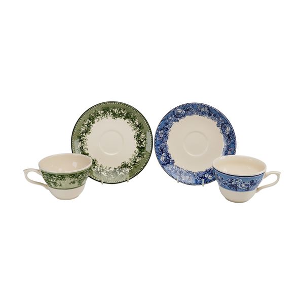 4pc Josiah Wedgwood and Sons for Williams-Sonoma Teacups and Saucers, Kent and Highgrove