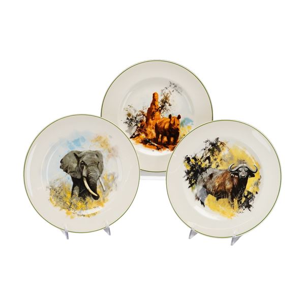 Trio of Wedgwood Etruria by David Shepherd World Wildlife Fund Cabinet Plates