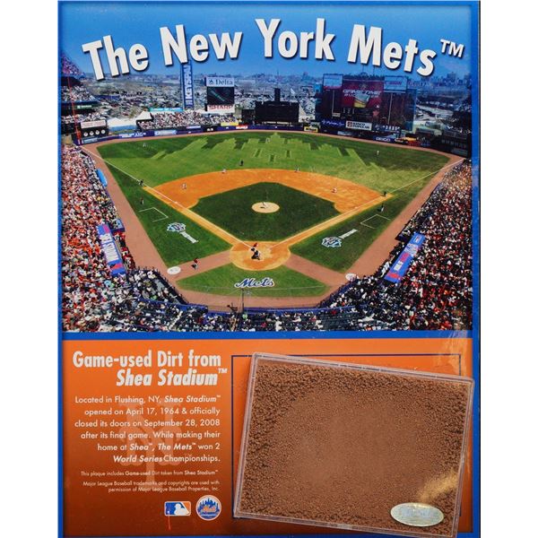 New York Mets Shea Stadium Commemorative Plaque with Game-Used Dirt and Steiner COA