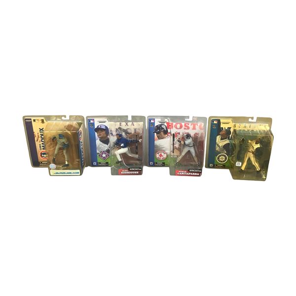 Four McFarlane Toys MLB SportsPicks Action Figures,  Maddux Rodriguez Garciaparra and Ken Griffey, J