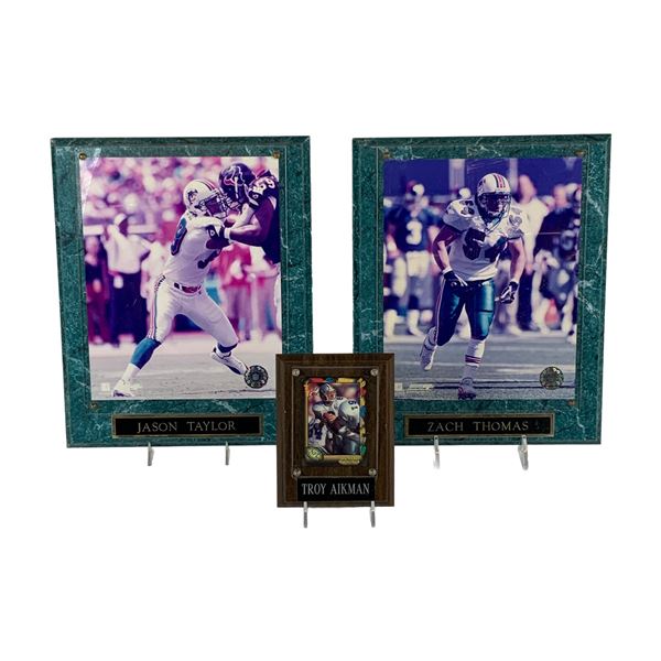 Three US Football Sports Memorabilia Plaque Collection