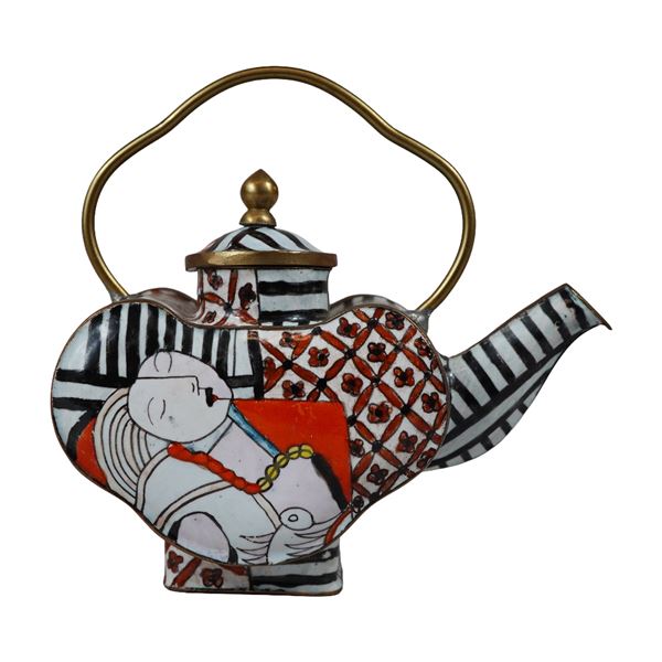 Empress Arts Miniature Cloisonne Enamel Heart Shaped Teapot After Pablo Picasso
