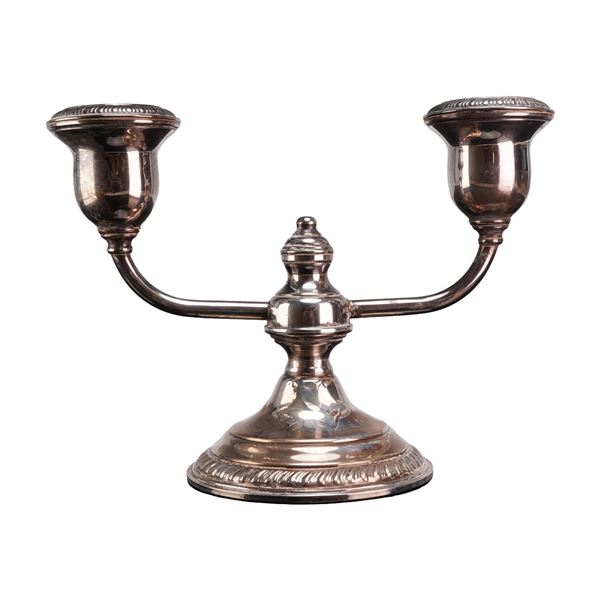 Vintage Sterling Silver Weighted Double-arm Candelabra